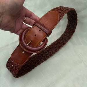 Vintage Coach British Tan Braided Wide Leather Belt